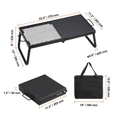  VEVOR Folding Campfire Grill, Heavy Duty Steel Mesh Grate, 22.4" Portable Camping Grates Over Fire Pit, Camp Fire Cooking Equipment