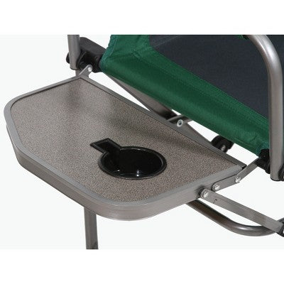  Kamp-Rite KAMPCC413 Compact Director's Chair Outdoor Furniture Camping Folding Sports Chair With Side Table And Cup Holder, Green/Gray (2 Pack)