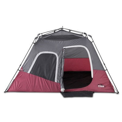  CORE Instant Cabin Durable Quick Setup 11 X 9-Foot 6-Person Outdoor Camping Tent W/Air Vents, Loft, Rainfly, Room Divider, & Carry Bag, Wine (6 Pack)