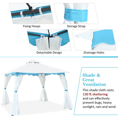  Tangkula 2 Tier 10'x10'Patio Steel Gazebo Outdoor Canopy Tent Steel Frame Shelter Awning W/Side Walls For Patio Yard Garden