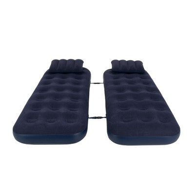  Pool Central 6.25' Navy Blue 3 In 1 Inflatable Flocked Air Mattress With Pillows