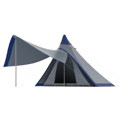  Outsunny Easy Set-Up Camping Tent With Porch, Floor And Carry Bag, For 2-3 Person Backpacking Camping Hiking, Blue