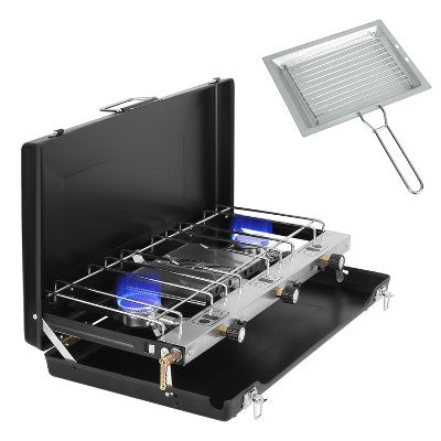  KTMBDW 3-Burner Propane Camping Stove 20000 BTUs, Portable Camp Stove With 3 Adjustable Burners And Push-Button Instant Ignition, Black