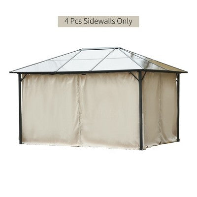  Outsunny 10' X 12' Universal Gazebo Sidewall Set With 4 Panels, 40 Hooks/C-Rings Included For Pergolas & Cabanas
