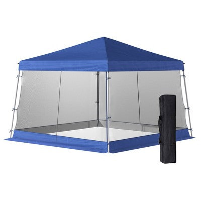  Outsunny 12' X 12' Pop Up Canopy, Foldable Canopy Tent With Carrying Bag, Mesh Sidewalls And 3-Level Adjustable Height For Outdoor, Garden, Patio, Party