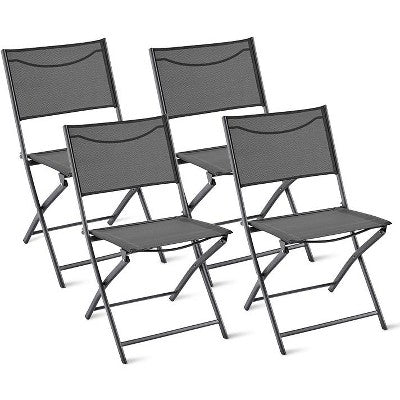  Yaheetech Set Of 4 Folding Dining Chairs With Backrests For Garden/ Lawn/ Porch/ Backyard Pool