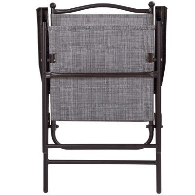  Tangkula 2-Piece Folding Outdoor Patio Chair Sling Back Camping Chair With Armrest & Pillow