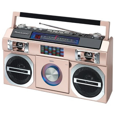  Studebaker SB2145 80's Retro Street Portable Bluetooth Boombox With FM Radio, CD Player, LED EQ And 10 Watts RMS Power