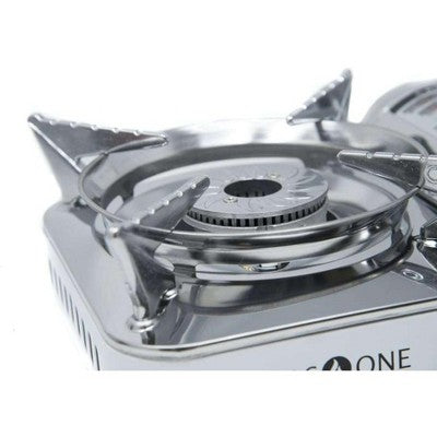  GasOne GS-800 Emergency Gear Camping Mini Butane Portable Gas Stove With Carrying Case, Stainless Steel, White