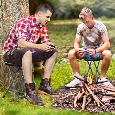  Tangkula 4PCS 18"H Folding Stool Portable & Foldable Camping Chair W/ Built-in Handle