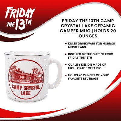  Silver Buffalo Friday The 13th Camp Crystal Lake Ceramic Camper Mug | Holds 20 Ounces