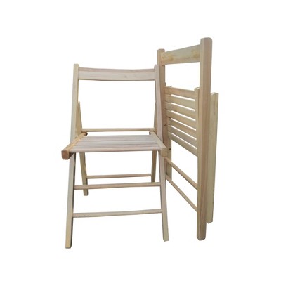  Sevobal Outdoor Portable Chairs 2 Piece Slatted Wood Folding Chair Set For Kitchen Special Events Outdoor Backyard Garden, Beige, 15.6"*22.8"*31"