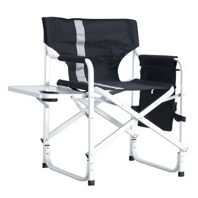  YUHAO 1PCS Outdoor Storage Pockets Lightweight Oversized Directors Chair，Padded Folding Outdoor Chair For Camping Picnics Fishing，Black+Grey