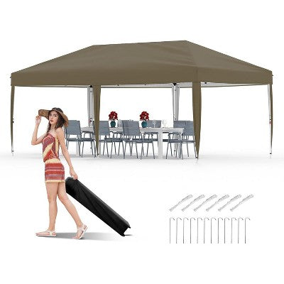  10x10/10x20 Pop Up Canopy Tent – Instant Setup Outdoor Gazebo With 1-Button Push, Portable Commercial Tent For Backyard, Camping, Beach & Parties