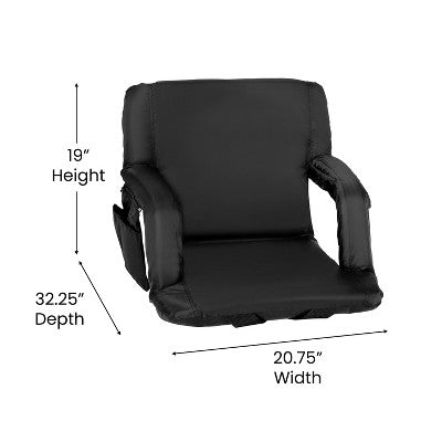  Emma And Oliver Set Of 2 Portable Stadium Chairs With Armrests, Reclining Padded Back & Seat, Lightweight Metal Frame & Backpack Straps, Storage Pockets