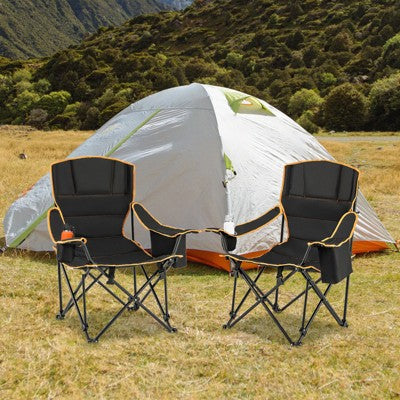  Tangkula Portable Folding Camping Chair 2-in-1 Reclining Camping Chair With Removable Footrest 2-Position Adjustable Backrest Cup Holder