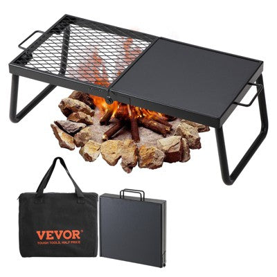  VEVOR Folding Campfire Grill, Heavy Duty Steel Mesh Grate, 22.4" Portable Camping Grates Over Fire Pit, Camp Fire Cooking Equipment