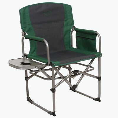  Kamp-Rite KAMPCC413 Compact Director's Chair Outdoor Furniture Camping Folding Sports Chair With Side Table And Cup Holder, Green/Gray (2 Pack)