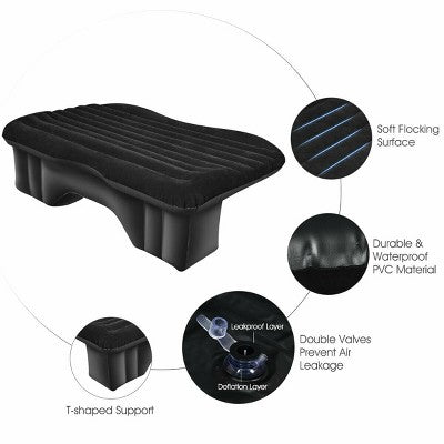  Costway Inflatable Car Air Backseat Mattress Flocking Travel SUV Camping Pad Pill & Pump