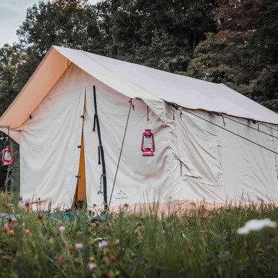  White Duck Alpha Canvas Wall Tent With Stove Jack & Frame, 4-Season Water Repellent Camping Tent, DYNA DUCK Fabric