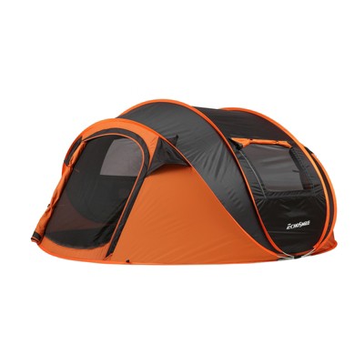  DSVIMOY Pop-Up Camping Boat Tent, Outdoor Tent For 5-8 Person, Spacious, Water-Resistant, Black&Orange, 110.24"*78.74"*47.24"