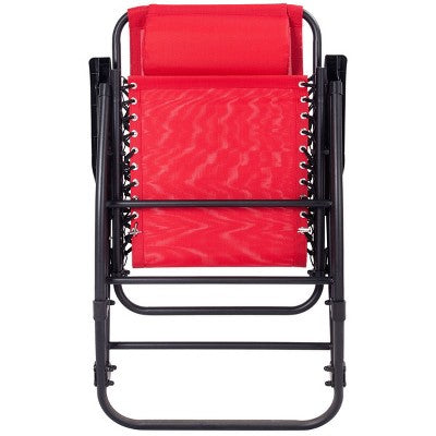  Costway Folding Zero Gravity Rocking Chair Rocker Porch Outdoor Patio Headrest Red