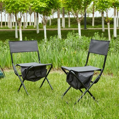  KTMBDW Portable Camping Chair, Cushioned Seat & Back With With Storage Pockets, Outdoor Camping, Picnics And Fishing
