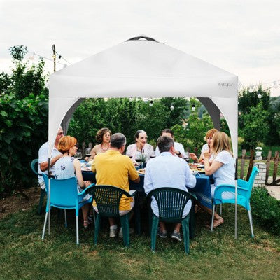  Tangkula Pop-up Canopy Tent 6.6’ X 6.6’ Height Adjustable Commercial Instant Canopy W/ Portable Roller Bag Blue/ White/ Grey