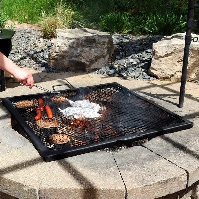Sunnydaze Decor Sunnydaze Outdoor Camping Or Backyard Heavy-Duty Steel Square X-Marks Fire Pit Cooking Grilling Grate