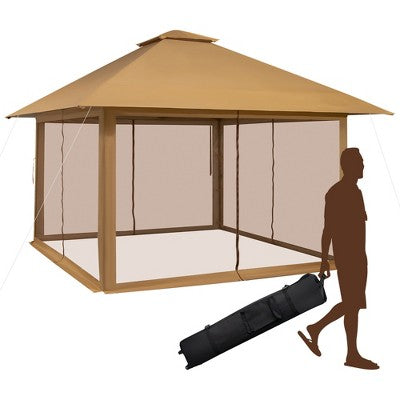  Costway 13x13ft Pop-up Instant Canopy Tent Mesh Sidewall UV50+ Adjust Outdoor Patio