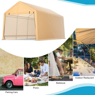 Costway 9x17 Ft Heavy Duty Carport Canopy PE Car Tent Steel Outdoor Garage Shelter