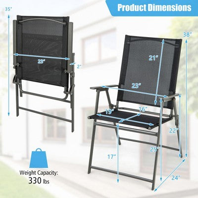  Tangkula 4PCS Patio Portable Metal Folding Chairs Dining Chair Set Poolside Garden