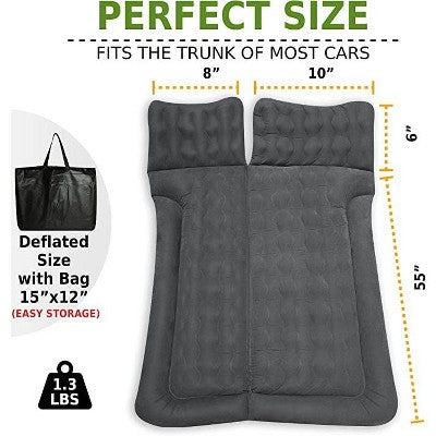  Zone Tech Car Trunk Inflatable Air Mattress - Air Pump Flocking Back Seat Mattress Bed With 2 Inflatable Pillows For Travel Camping Family Outing