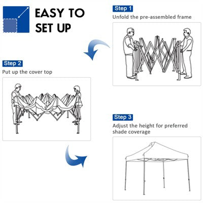  Tangkula 10' X 10' Pop Up Canopy Tent Easy Set-up Outdoor Tent Commercial Instant Shelter W/ 3 Adjustable Heights Blue/Grey/White
