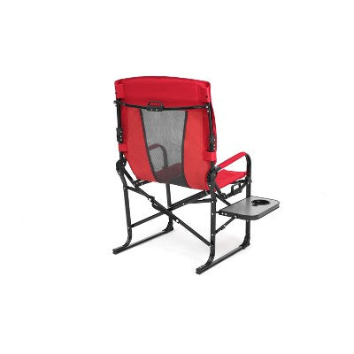  DOMETOUR Camping Directors Chair, Heavy Duty,Oversized Portable Folding Chair With Side Table, Pocket For Beach, Fishing,Trip,Picnic,Lawn Red