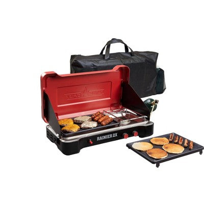  Camp Chef Mountain Series Rainier 2x Two-Burner Camp Stove With Griddle & Carry Bag