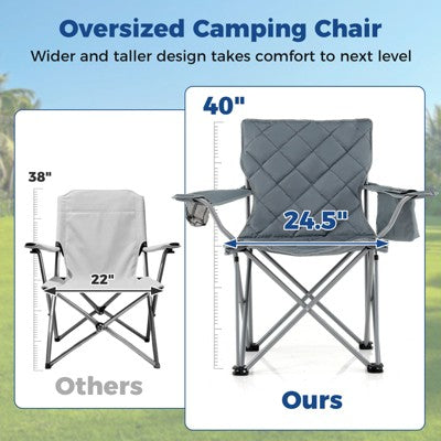  Tangkula Oversized Camping Chairs Heavy Duty Outdoor Folding Chair W/Cooler Pouch