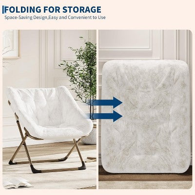  Comfy Chair For Adults, Foldable Living Room Chairs, Soft Faux Fur Folding Lounge For Bedroom Living Room Dorm Rooms