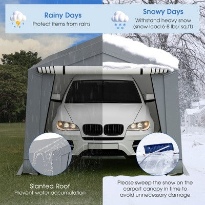  Costway 10' X 16'\10.2' X 20.4' Heavy-Duty Carport Car Canopy Shelter Outdoor Portable Garage Door