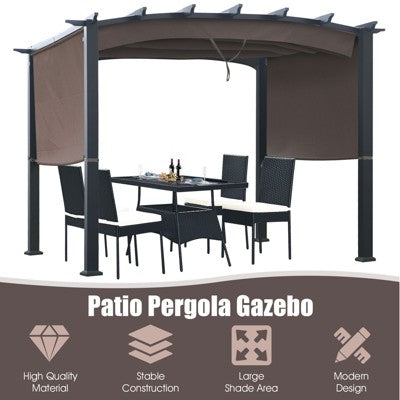  Tangkula Outdoor Retractable Pergola 10 X 10ft Patio Pergola Gazebo Sun Shade Shelter Canopy W/Heavy Duty Steel Frame For Beach