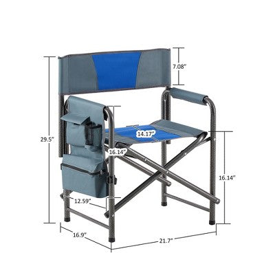  KTMBDW 2-piece Oversized Padded Folding Outdoor Chair With Storage Pockets For Indoor,Outdoor Camping, Picnics And Fishing