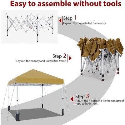  Outdoor Tent, Portable Coating Tent 10 X 10 Ft, Picnic Tent, Folding Canopy Tent With Hand Bag, Waterproof Windproof UV Protection Tent, Khaki
