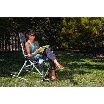  Picnic Time Outdoor Rocking Camp Chair - Black