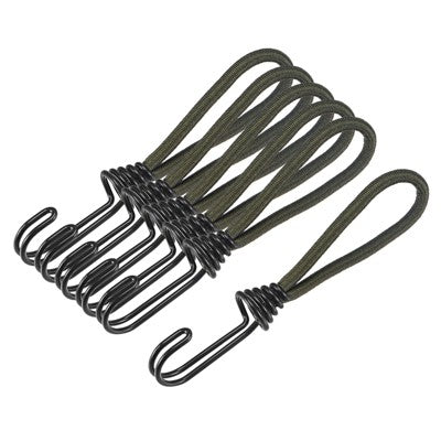  Unique Bargains Outdoor Camping Tent Canopy Awnings Cover 6 Inch Tarp Straps Elastic Cords With Hook Dark Green 10 Pack