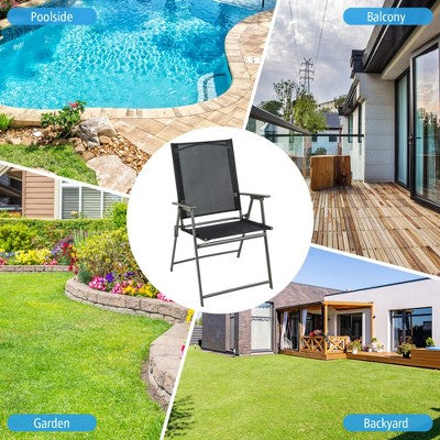  Tangkula 4PCS Patio Portable Metal Folding Chairs Dining Chair Set Poolside Garden