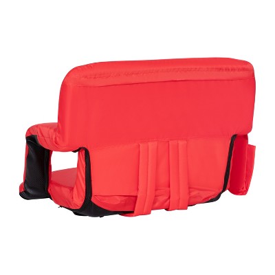  Emma And Oliver Extra Wide Portable Stadium Chair With Reclining Padded Back & Seat, Lightweight Metal Frame With Armrests & Backpack Straps