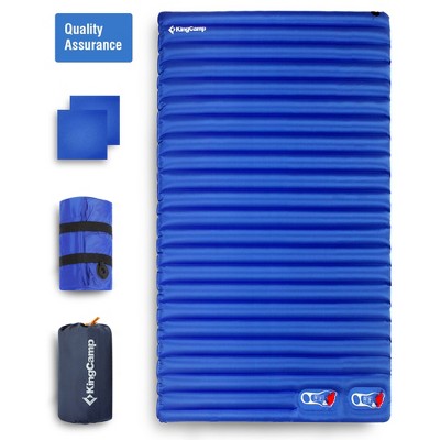  KingCamp Extra Thick 3.93" Double Sleeping Pad Camping Mattress, 2-Person Lightweight Inflatable Air Mat For Backpacking/Hiking, 76" X 54," Blue