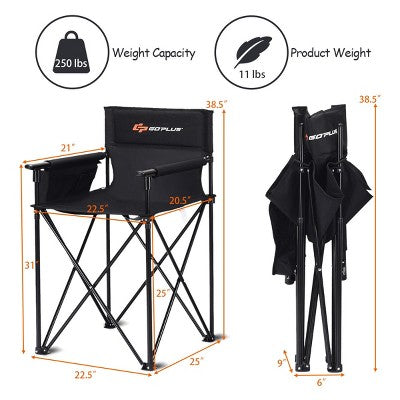  Costway Portable 38'' Oversized High Outdoor Beach Chair Camping Fishing Folding Chair