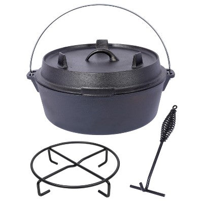  Dexmalle Pre-Seasoned Cast Iron Dutch Oven With Skillet Lid