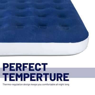  Continental Sleep 9" Inflatable Air Mattress, Comfort Coil Technology And High Capacity Pump, Good For Camping, Home And Portable Travel, Blue, 30".